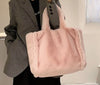 Large Pink Tote Bag Shoulder Bag Fleece Faux Fur Hobo Handbag New