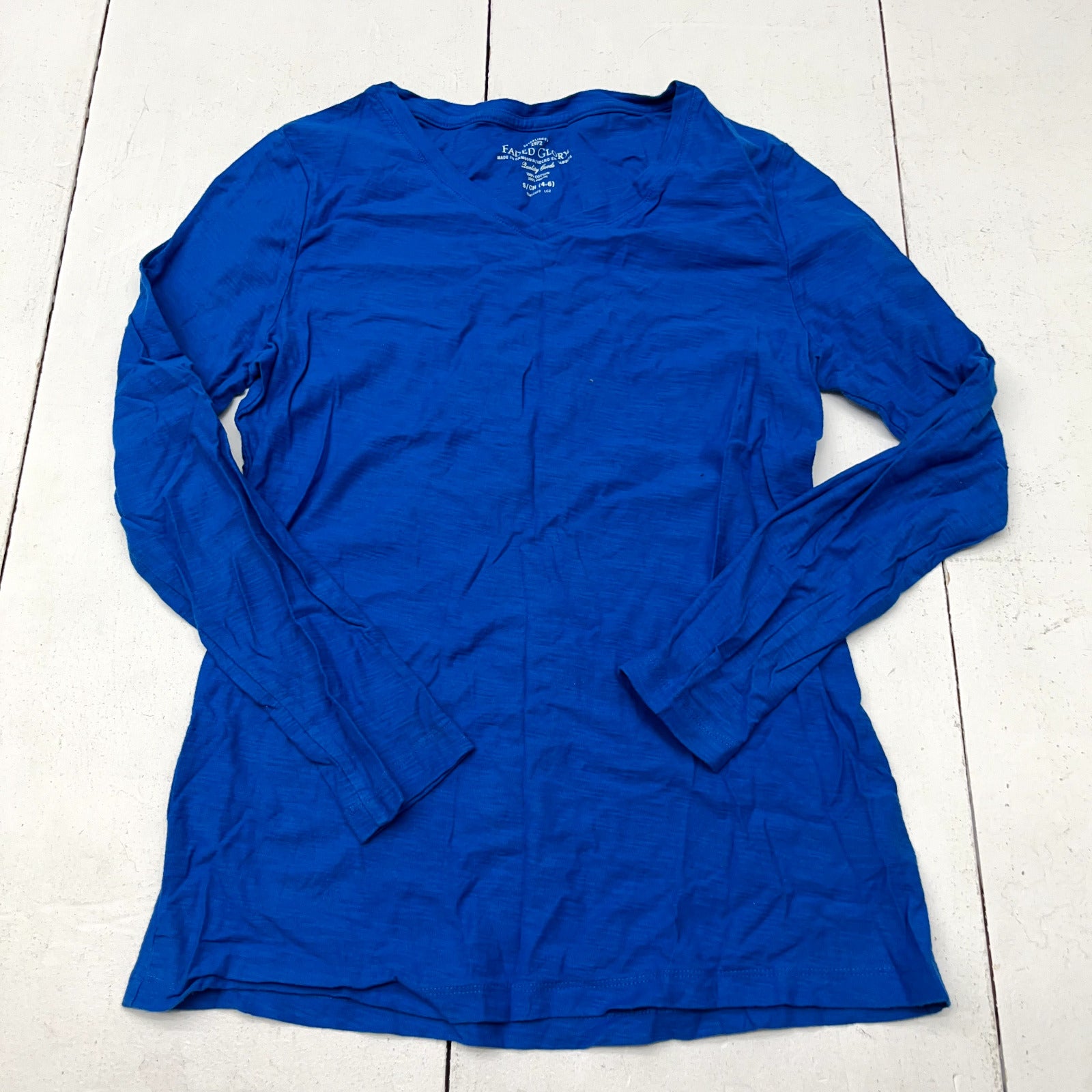 Faded Glory Blue Long Sleeve Basic T-Shirt Women's Size Small