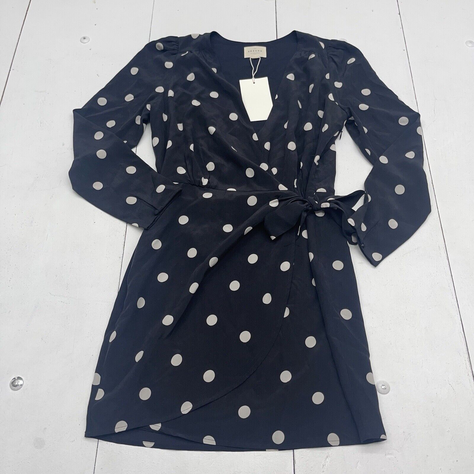 Sezane Robe Noemia Black Polka Dot Dress Women’s Size 6 MSRP $220
