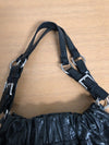 Vintage Fossil Black Metallic Leather Hobo Purse Shoulder Handbag *