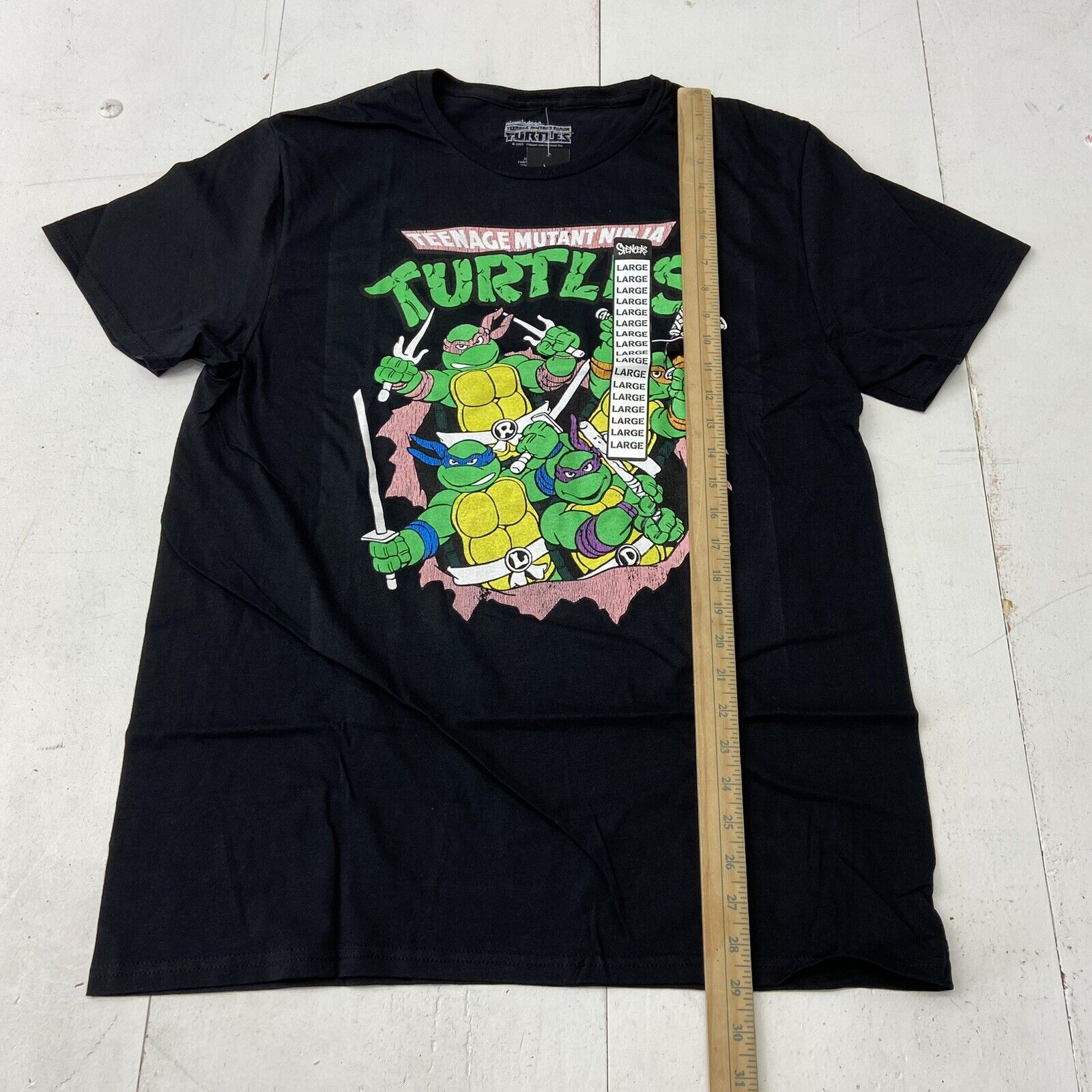 Rare Vintage 1990 Teenage Mutant Ninja Turtles Youth XL 50-50 Black T-Shirt