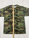 Port &amp; Company Mens Green Camouflage Short Sleeve Shirt Size Large