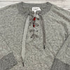 Olive Oak Boutique Heather Gray Nova Pullover Sweater Women Size L NEW Collar La