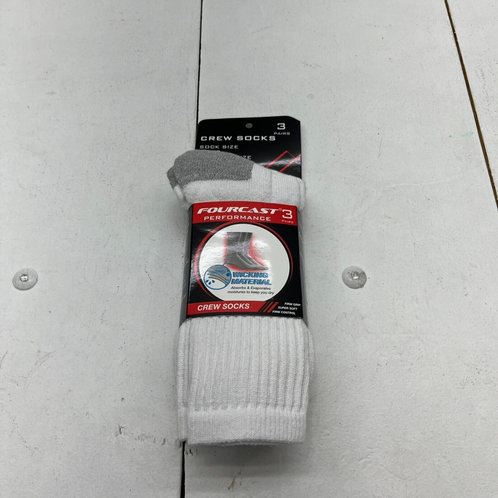 Fourcast White 3 Pack Super Soft Crew Socks Men's Size 10-13