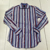 Tailorbyrd Collection Blue Red White Stripe Long Sleeve Button Up Mens Size S