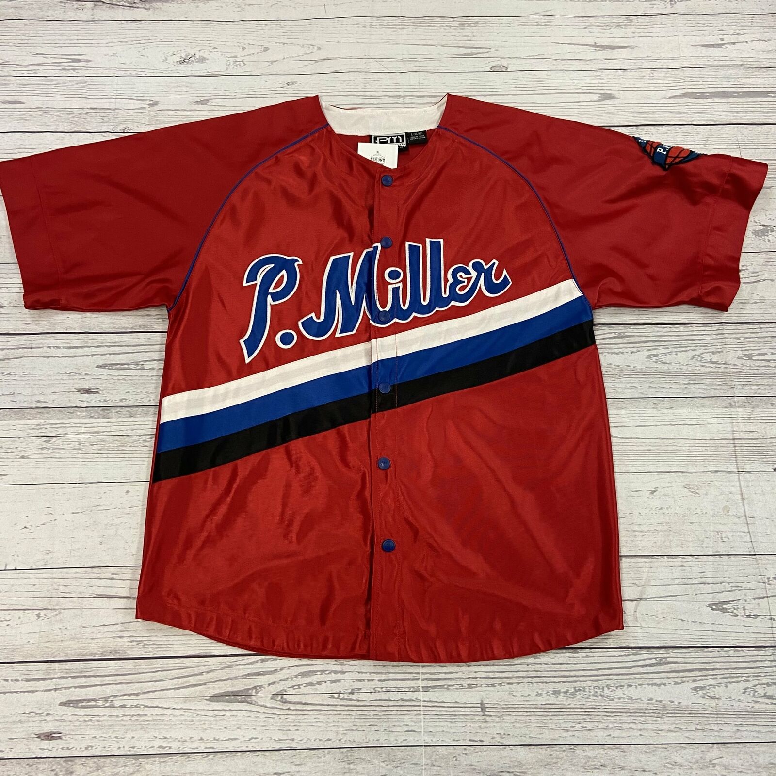 Vintage P Miller Master P Red Button Up Short Sleeve Red Jersey Youth Boys Size