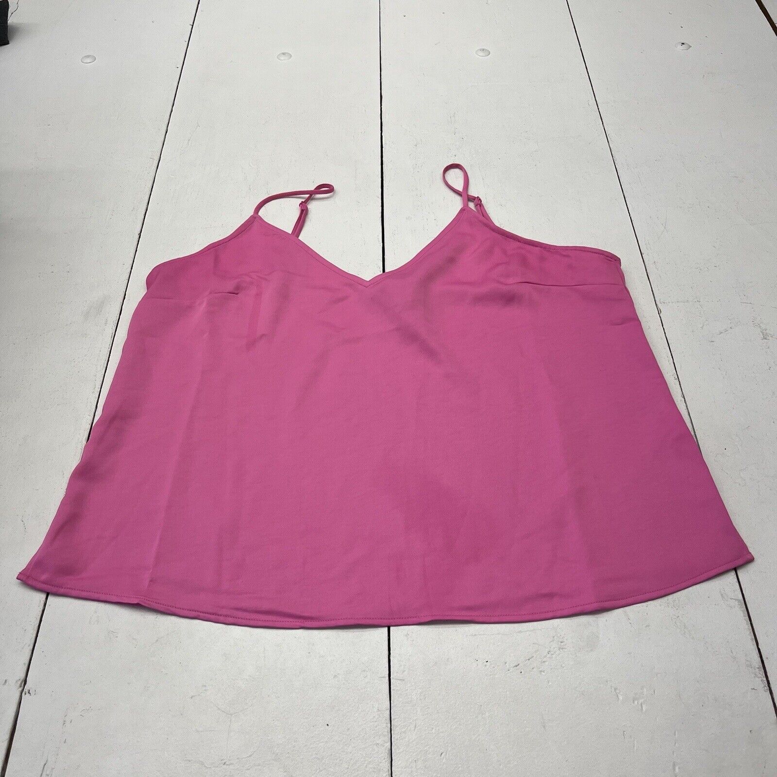A New Day Hot Pink Deep V-Neck Spaghetti Strap Tank Womens Size Large