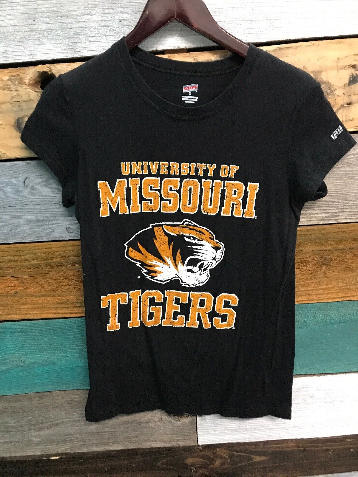 Soffe Missouri Tigers Mizzou Black Fitted Tee Shirt Womens Medium