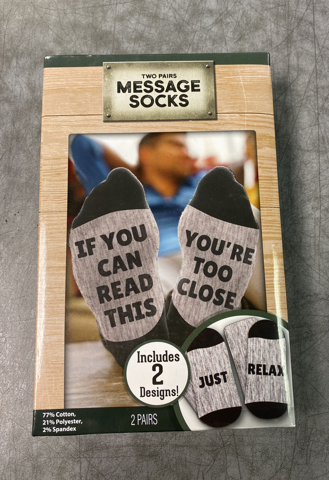 NEW Message Socks You’re Too Close And Just Relax Unisex One Size Two Pairs
