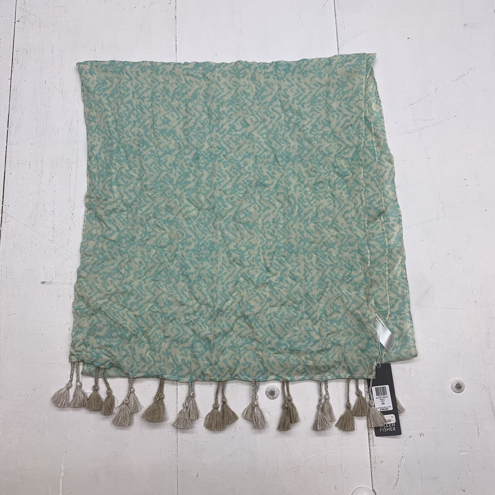 Eileen Fisher Womens Mint erased chevron silk cashmere scarf