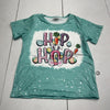 Youth Girls Blue Hip Hop Printed T Shirt Size 7-8