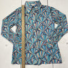 Vintage Helen Sue Bright Colorful 70’s Novelty Long Sleeve Button-Up Womens M