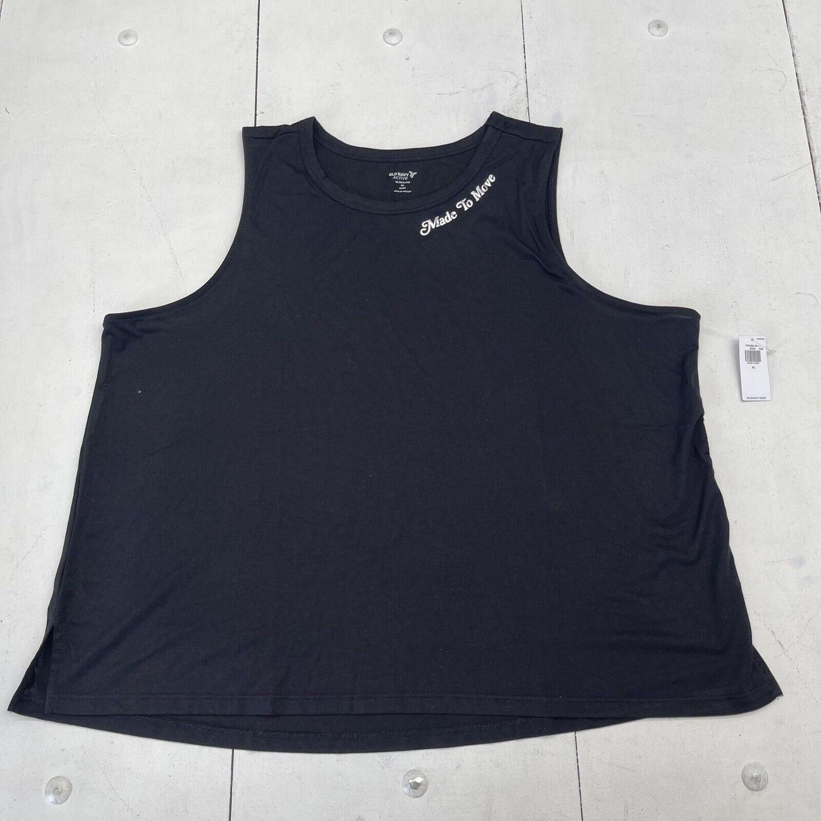 Old Navy Black UltraLite Cropped Graphic Tank Women’s XL New