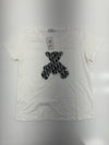 ZA Womens White Bedazzled Bear Graphic Tee Size Small