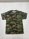Port &amp; Company Mens Green Camouflage Short Sleeve Shirt Size Large