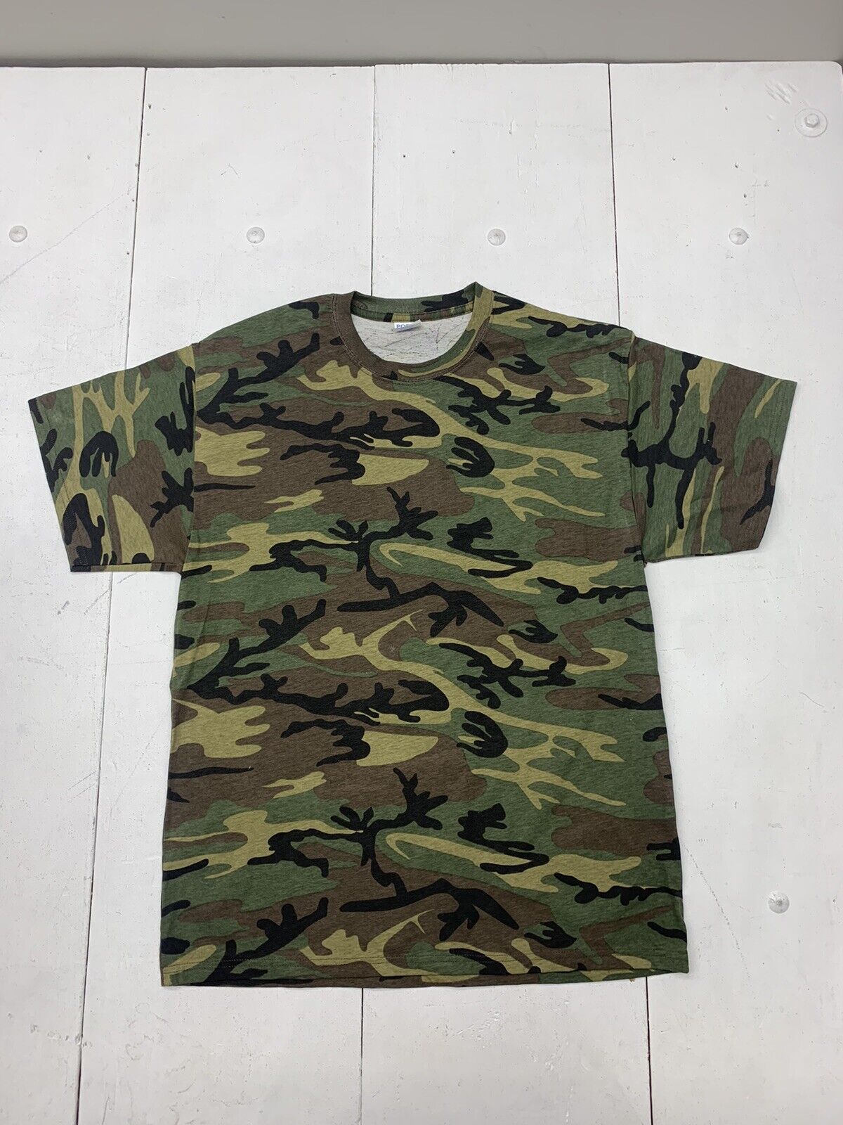 Port & Company Mens Green Camouflage Short Sleeve Shirt Size Large