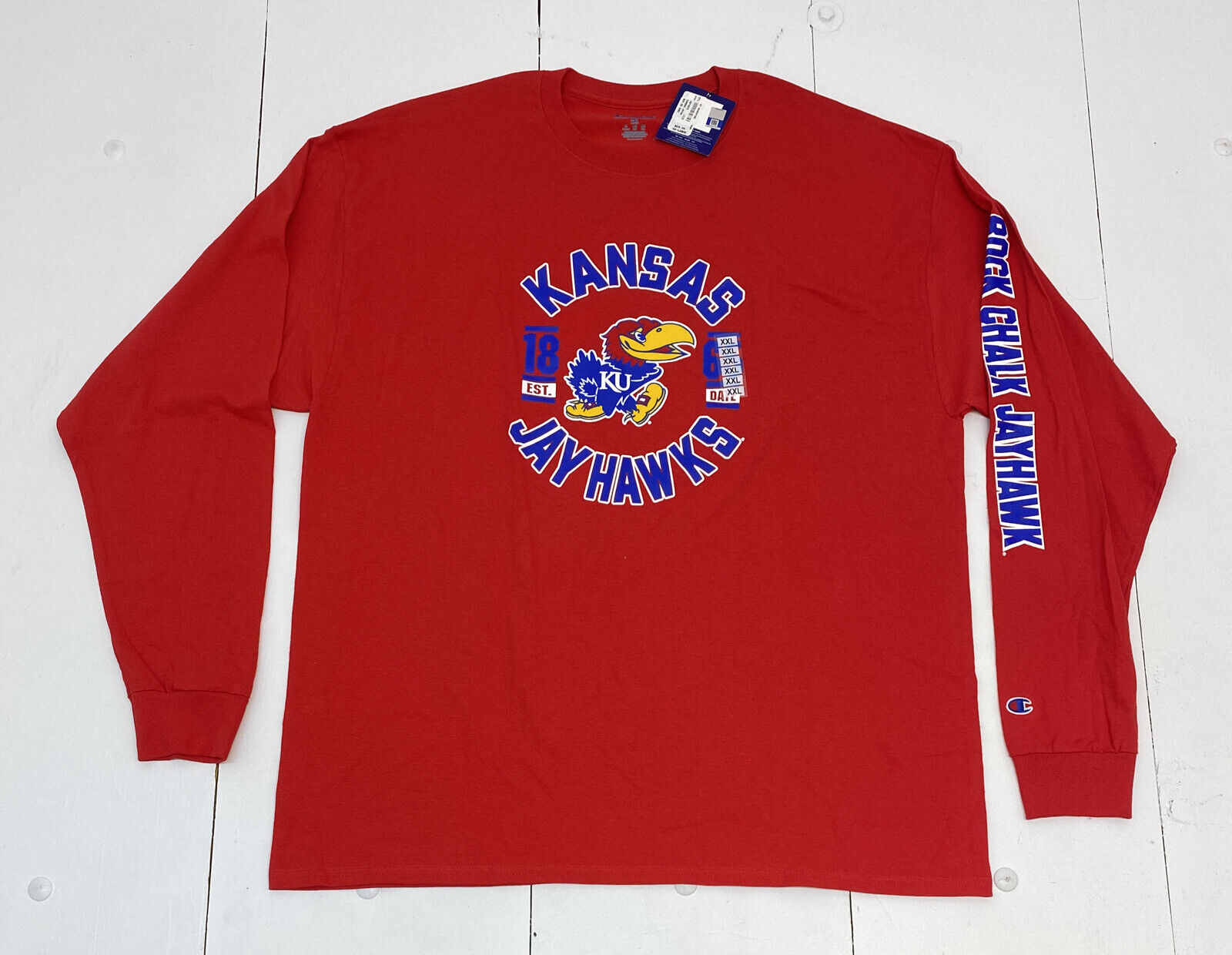 New Kansas Jayhawks Red Long Sleeve Champion Shirt Size XXLarge