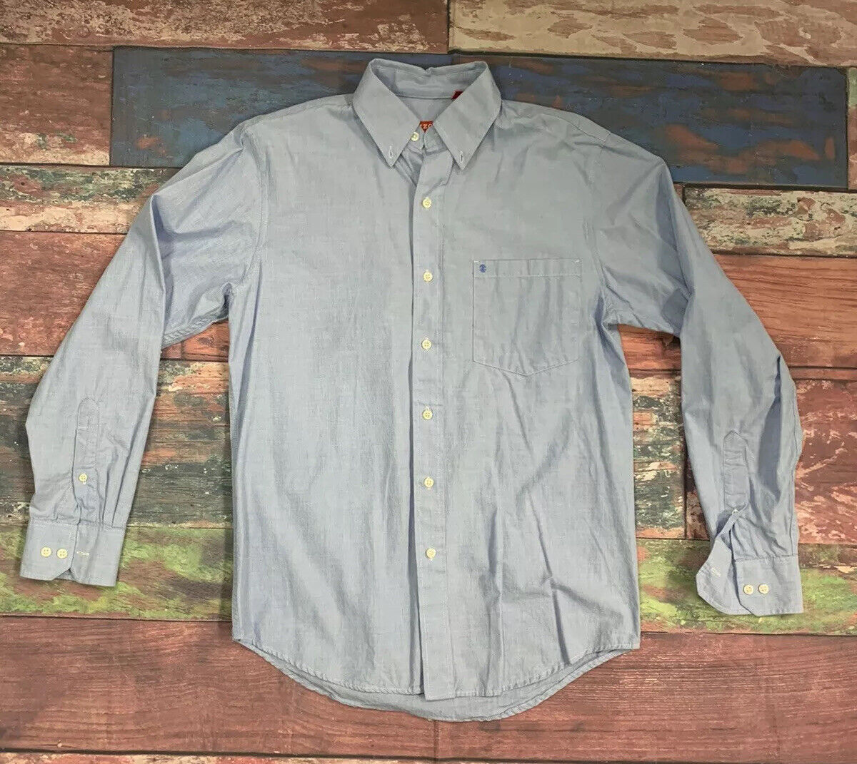 Izod Men's XL Blue Cotton Long Sleeve Button Up Shirt Size Small