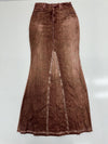 SHEIN Womens Brown Denim Graphic Skirt Size Small