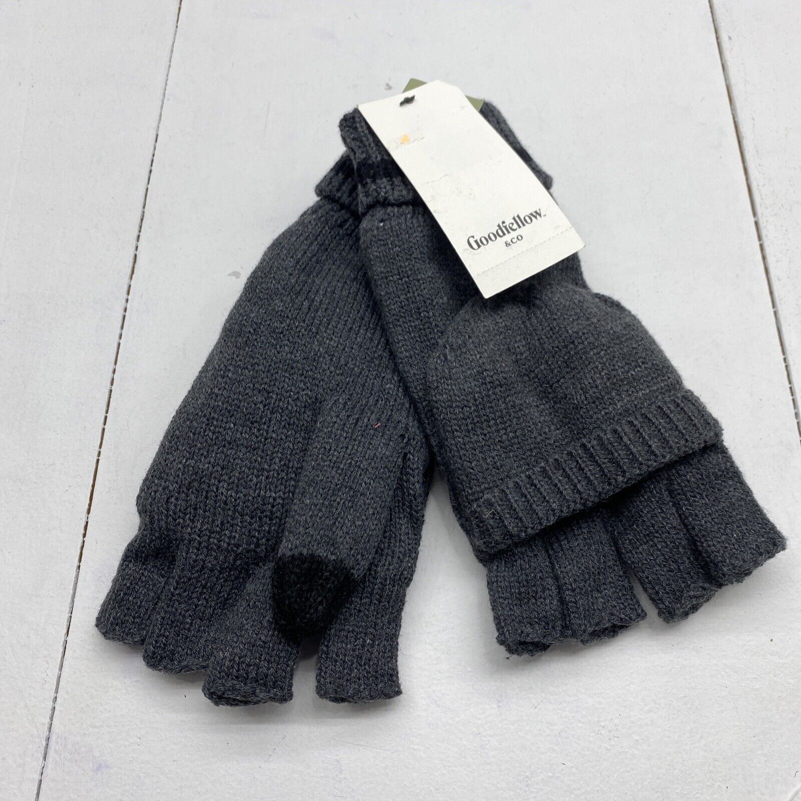Goodfellow & Co Men's Gray Knitted Fleece Lined Gloves W/ Mitten Cover One Size