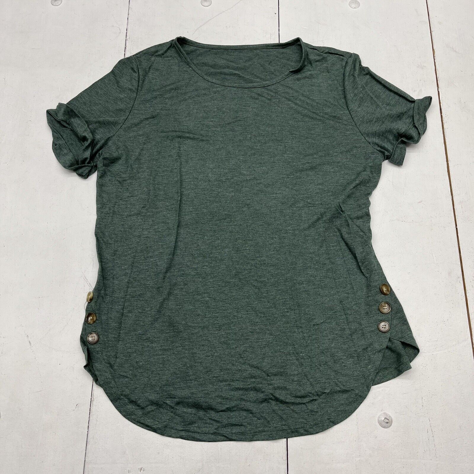 Shein Green Basic T-Shirt With Buttons Women’s Size X-Large NEW