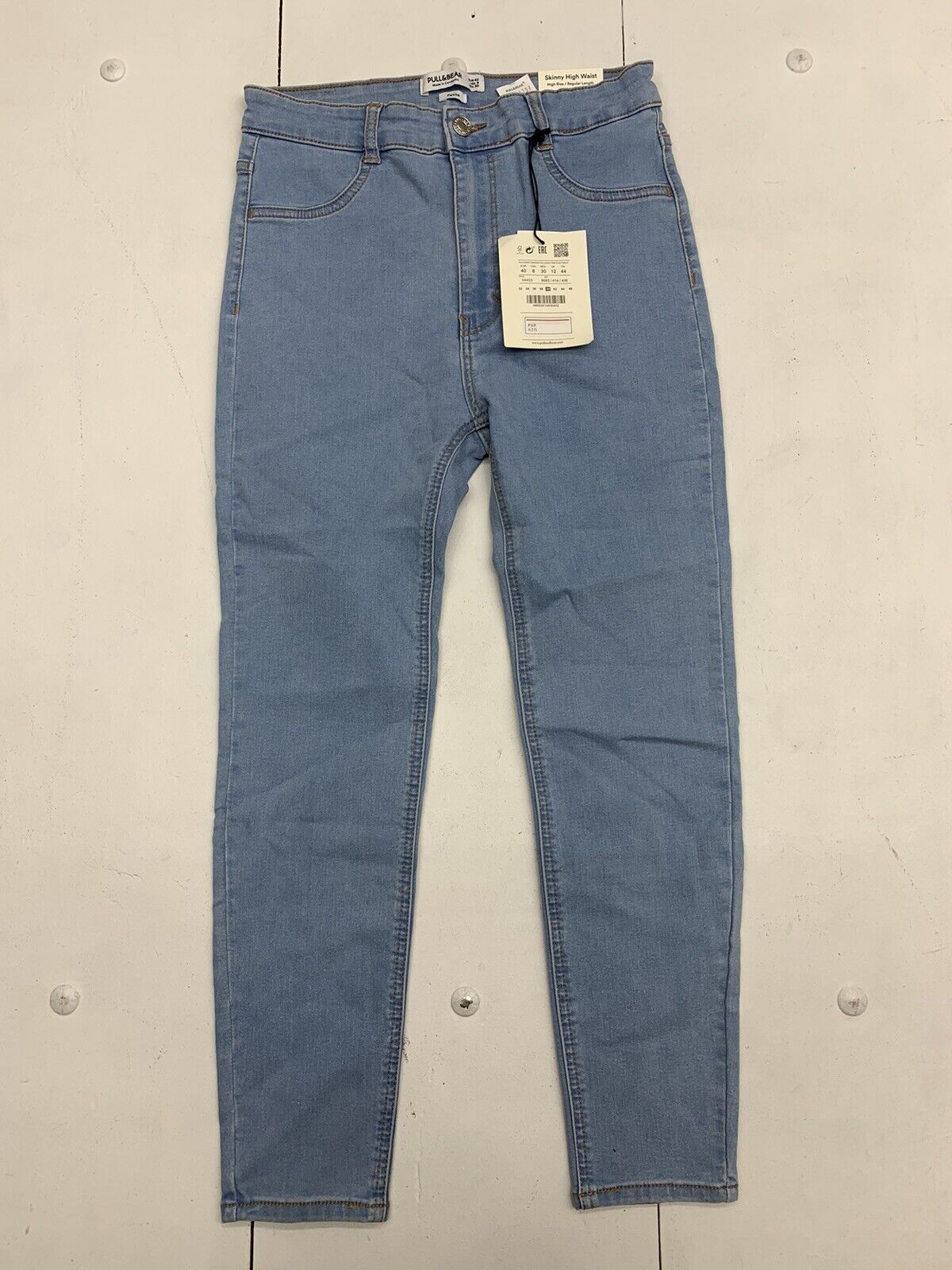 Pull&Bear Womens Skinny High Waist Blue Denim Jeans Size 8 Petite NEW -  beyond exchange