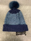 INC International Concepts Navy Blue Knit Beenie With Fluffy Ball On Top Women’s