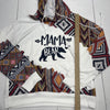 Women’s White Aztec Mama Bear Pullover Hoodie Size XL