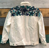 Vintage 90’s I.B. Diffusion White denim jacket W/sequins stars Size 8