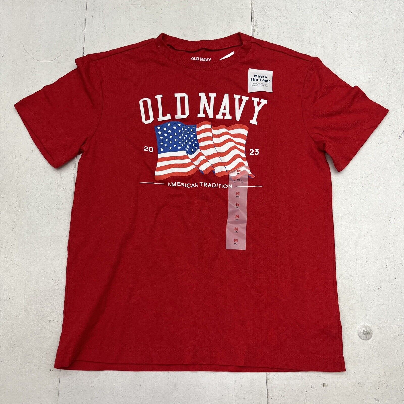 Old Navy Red American Flag Short Sleeve T-Shirt Unisex Kids Size Medium NEW