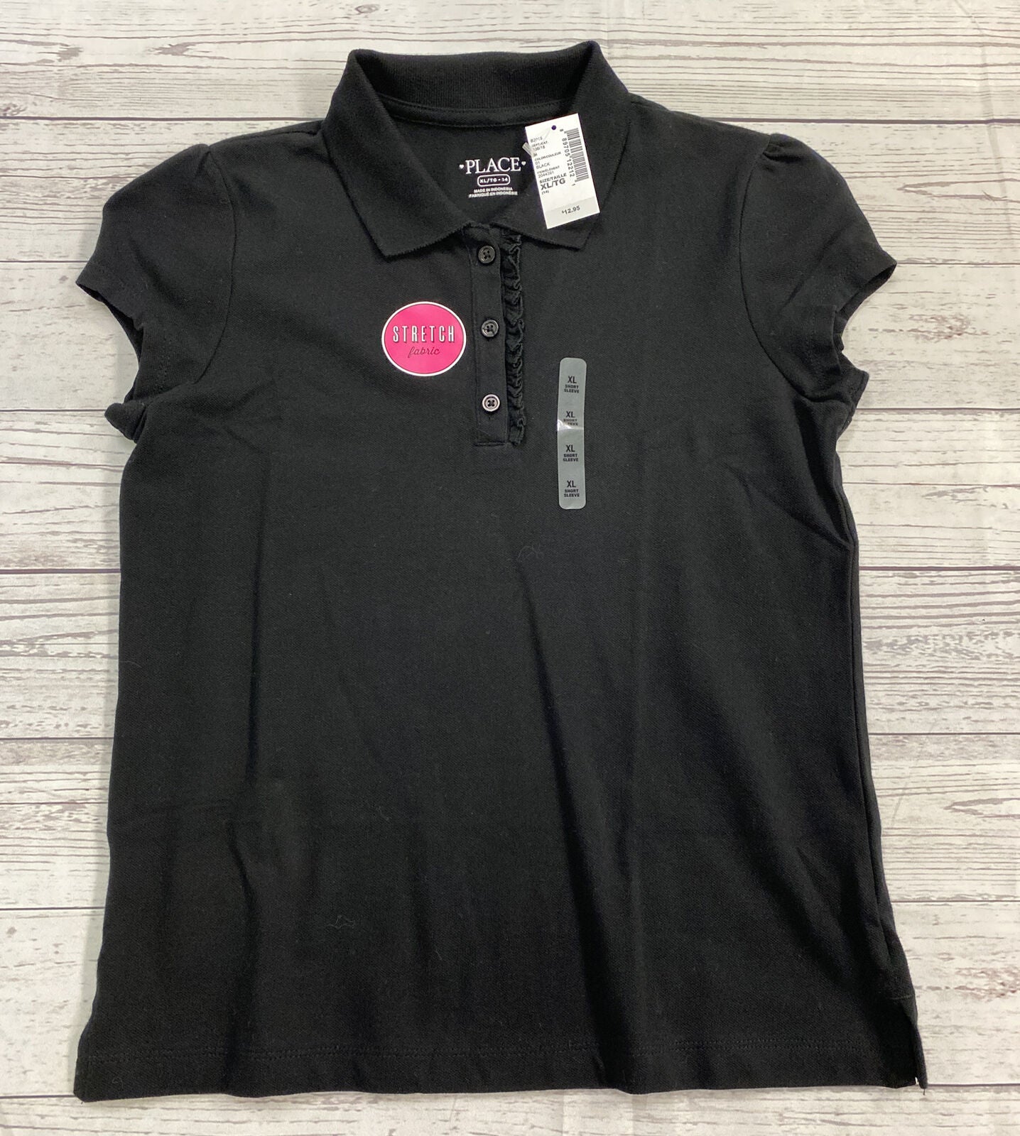 The Children's Place Girls Black Short Sleeve Polo Top Size XL (14) NWT