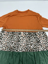 Womens Orange Green Cheetah Striped Long Sleeve Blouse Size 4XL