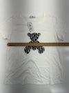 ZA Womens White Bedazzled Bear Graphic Tee Size Small