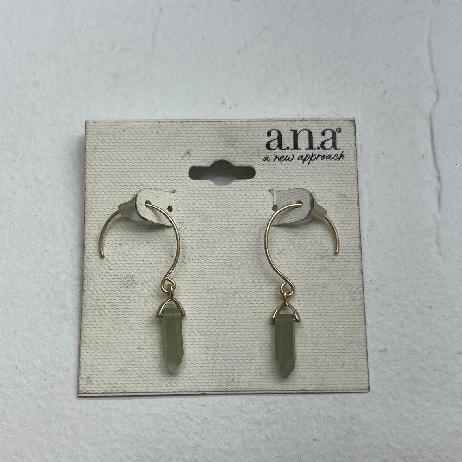 ANA A New Approach Gold Green Quartz Crystal Drop Earrings New *