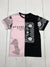 Fresh laundry Mens Pink Black Color Block Graphic Short Sleeve Shirt Size Medium