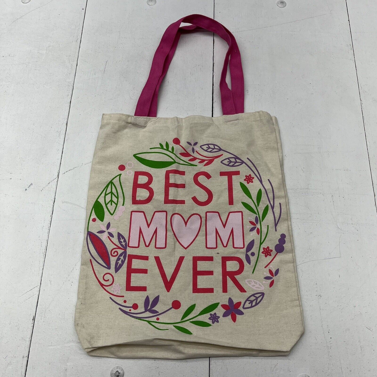 Oriental Trading Co Beige “Best Mom Ever” Canvas Tote Bag