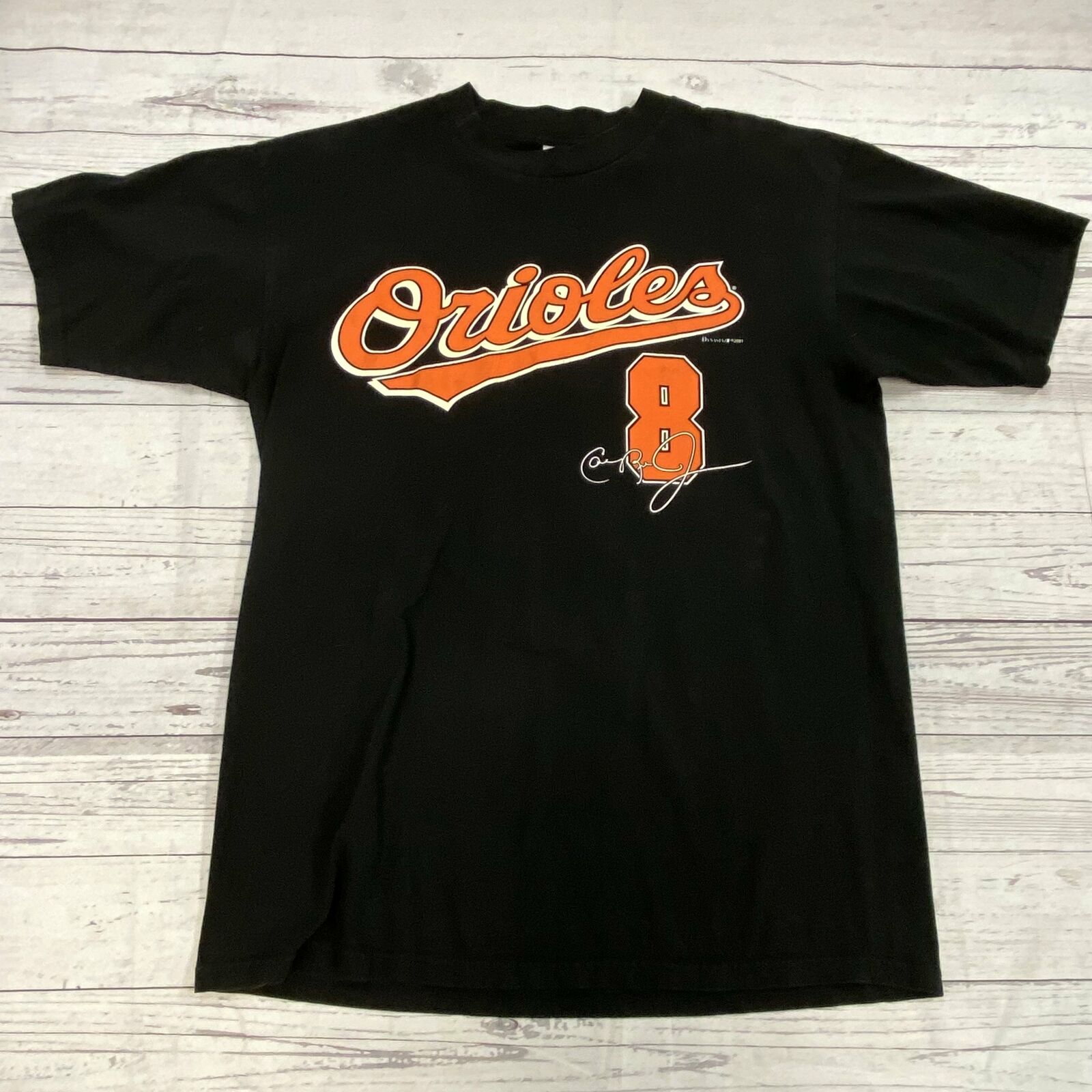 Vintage True Fan Black Baltimore Orioles Cal Ripken 8 T Shirt Men Size XL 2001