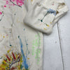 John Elliott White Paint Splatter Distressed Custom Hoodie Mens Size Large