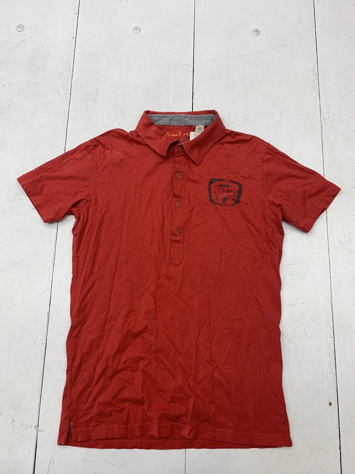 Diesel Fast Mens Red Polo Short Sleeve Shirt Size Medium