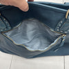 Vera Pelle Made In Italy Blue Woven Leather Cossbody Tote Purse Large