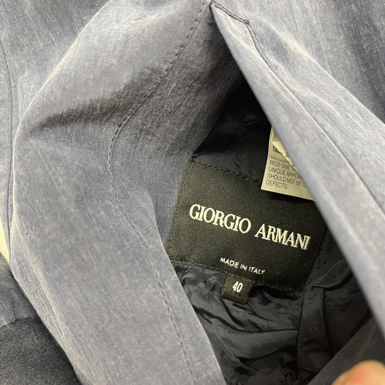 Emporio Armani Men's Reversible Full Zip Jacket - Blue - Size 52 - Solid Medium