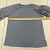 Blue Rib Knit Crotchet Long Sleeve Top Youth Girls Size XL
