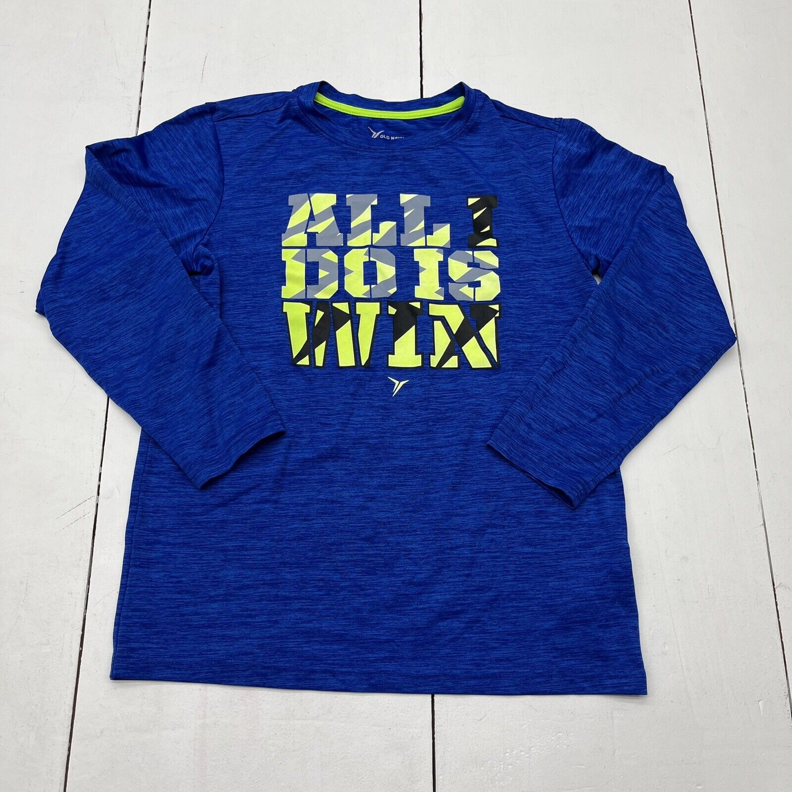 Old Navy Active Blue “All I Do Is Win” Long Sleeve T-shirt Boys Size Large