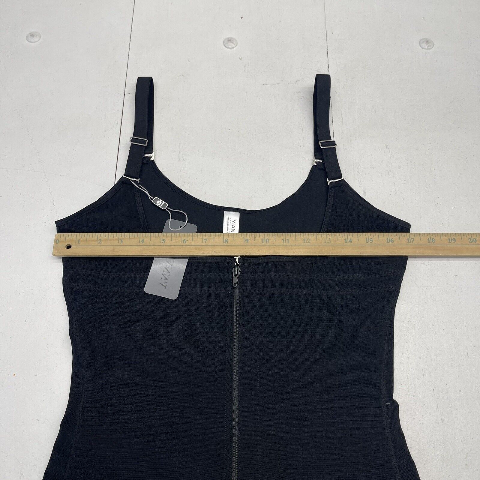 Yianna Black Tummy Control Open Bust Body Shaper Bodysuit Women's