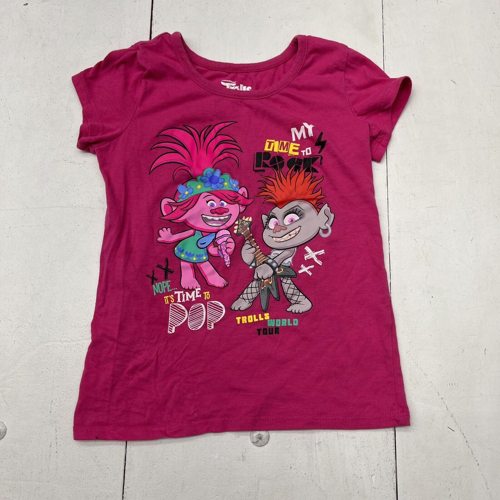 DreamWorks Trolls Pink Graphic Print T-Shirt Girls Size 10/12