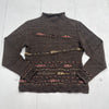 M.&amp;K YOKO Brown Wool Rayon Knit Mock Neck Sweater Women’s Size 3 M/L New