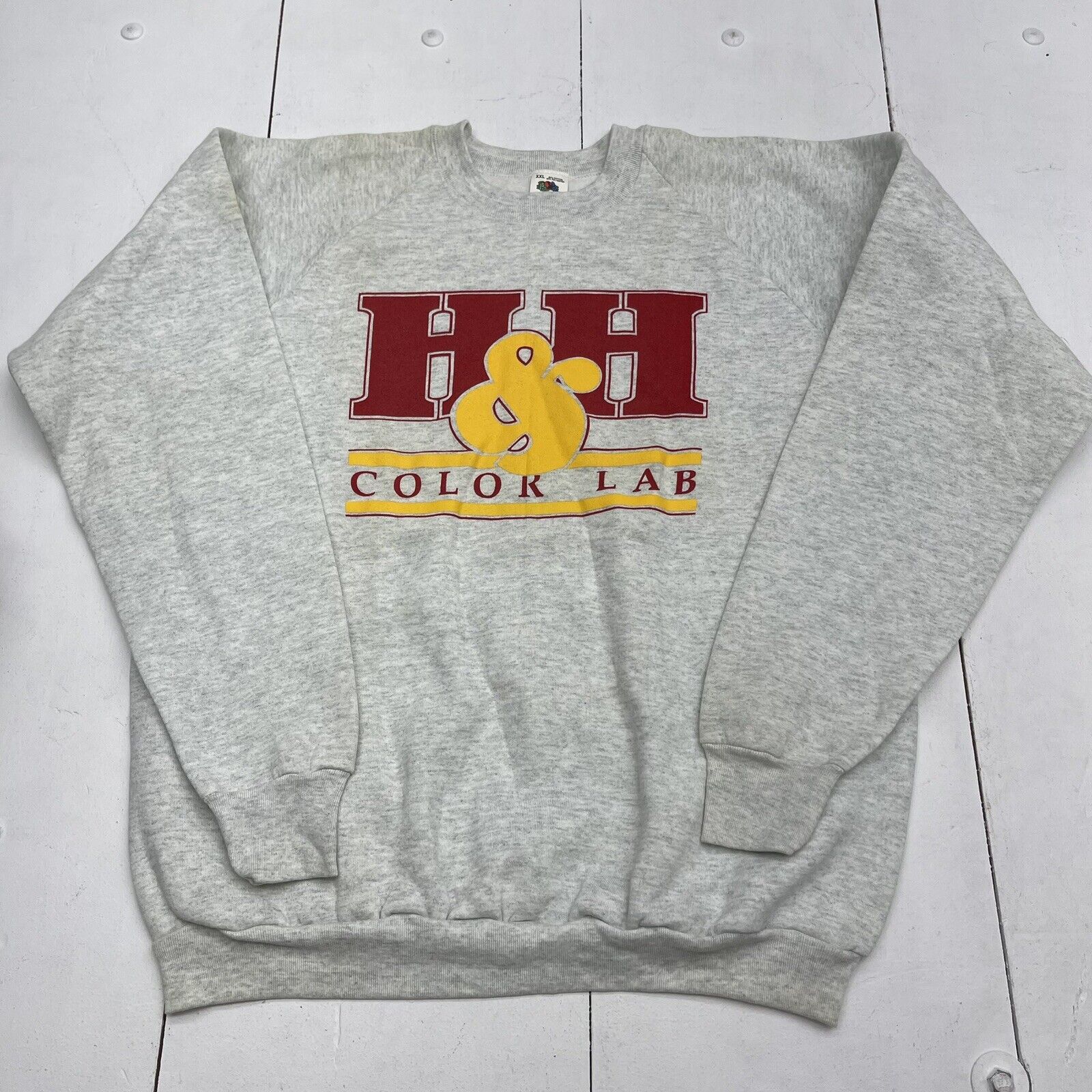 Vintage Fruit Of The Loom Grey H&H Color Lab Crewneck Sweater Size XXL