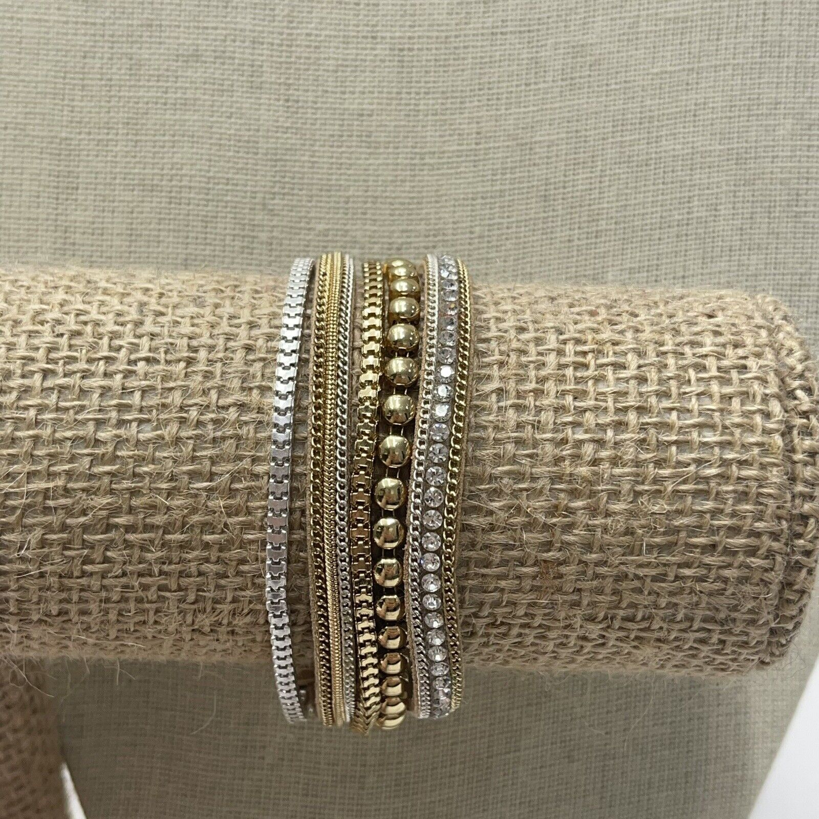 Women’s Gold And Silver Multi Strand Magnetic Bracelet Cuff