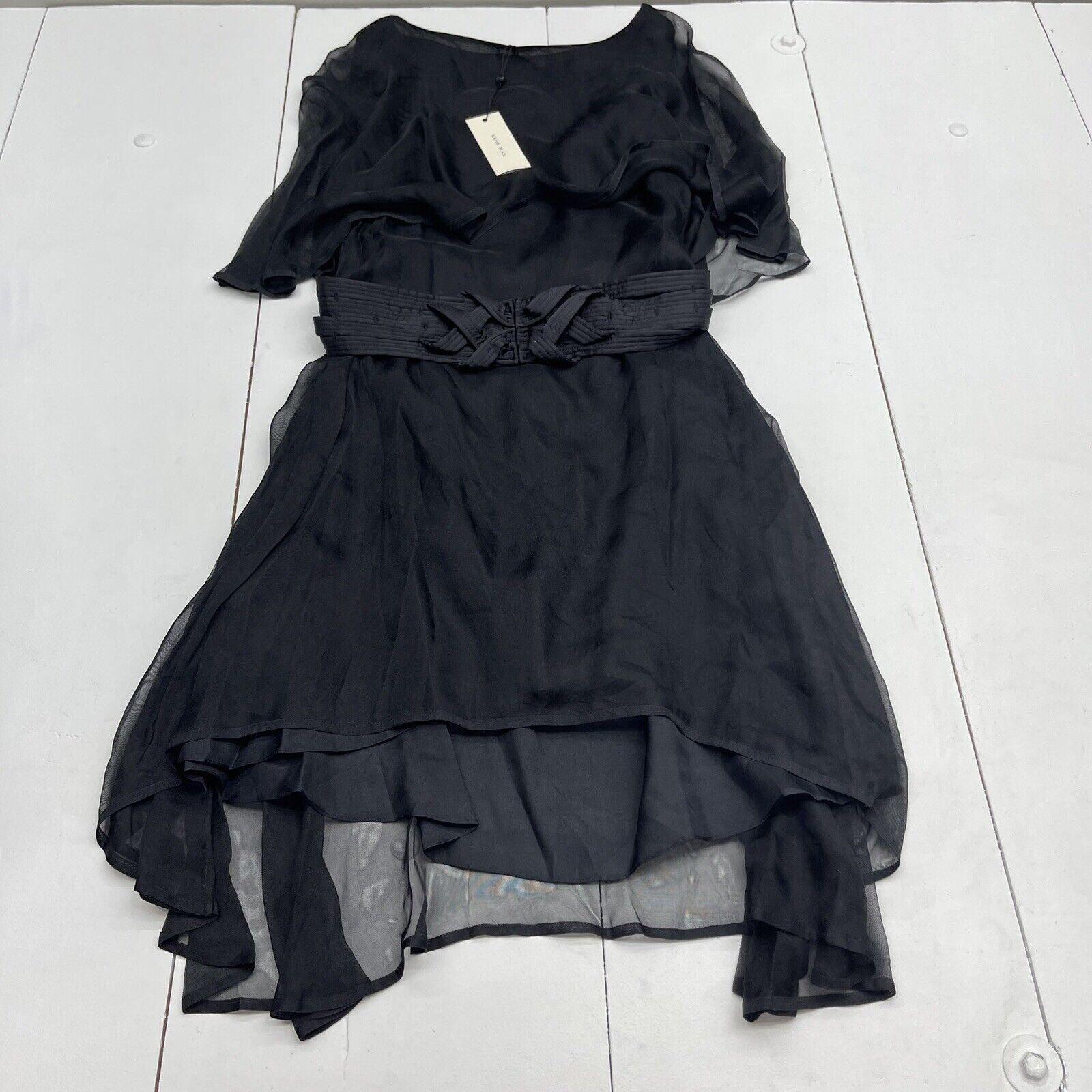 Leon Max Limited Edition Black Silk Drape Dress Women’s Size 10