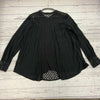 Free People Black Button Up Long Sleeve Shirt Blouse Lace Back Women Size L NEW
